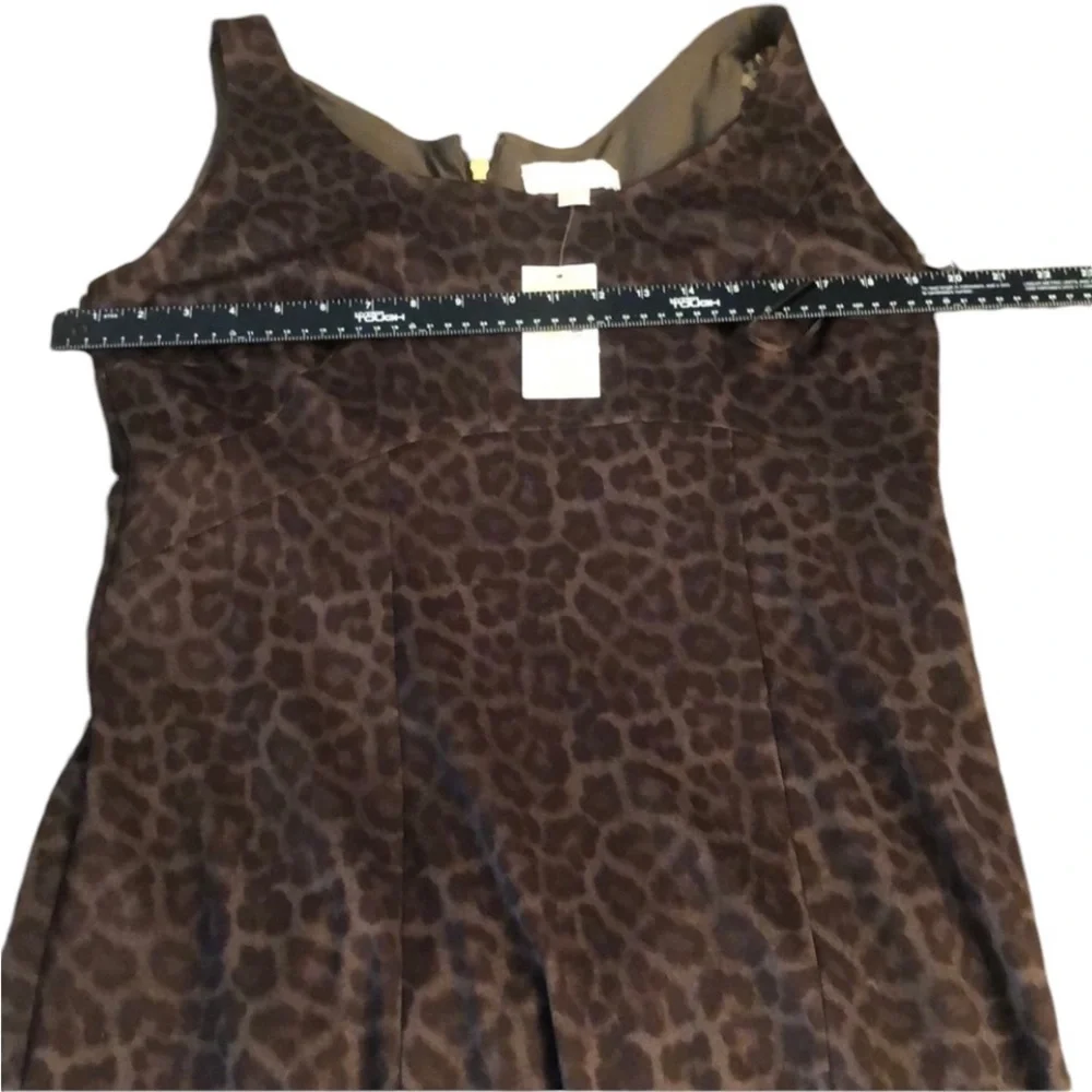 Micheal Kors  size  14  brown leopard print sleeveless Midi dress back zip
